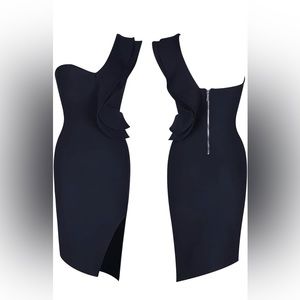 Women's One Shoulder Sleeveless Knee Length Side Split Fashion Bandage